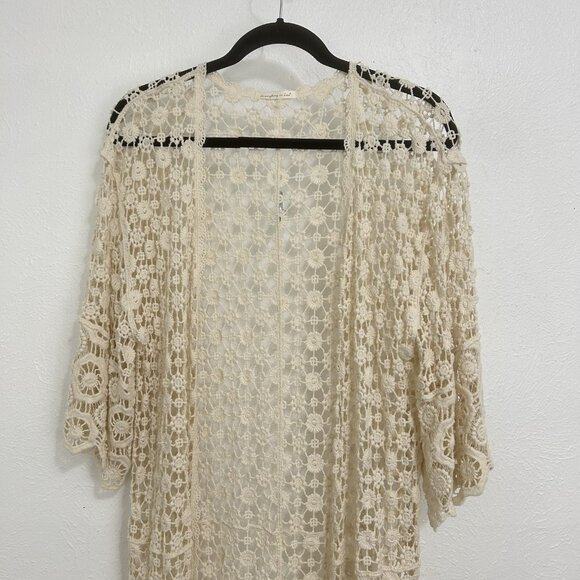Do Everything In Love Cream Duster Kimono Cardigan One Size Boho Beach Fairy - Picture 2 of 12